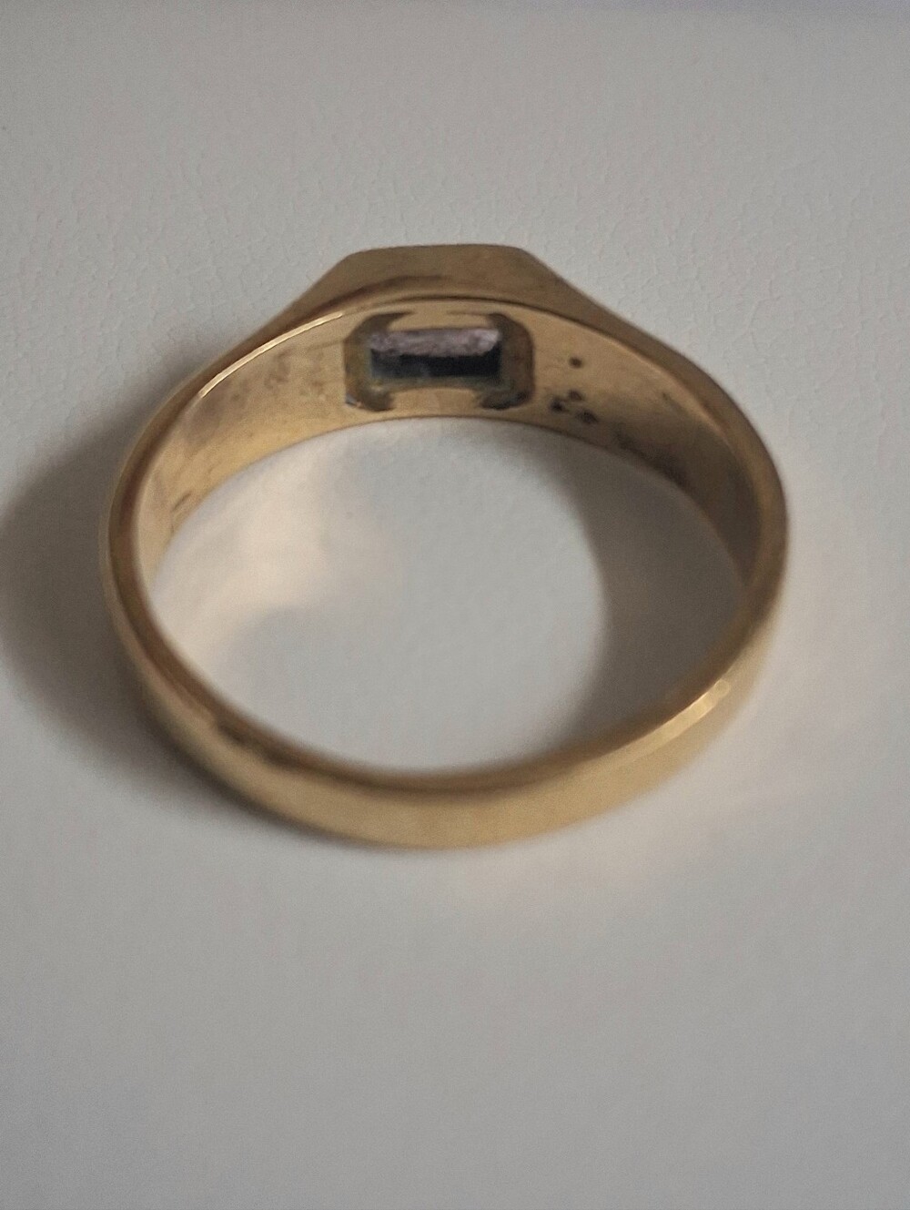 GOLD TONE ROSE QUARTZ SIGNET RING - Picture 6 of 8
